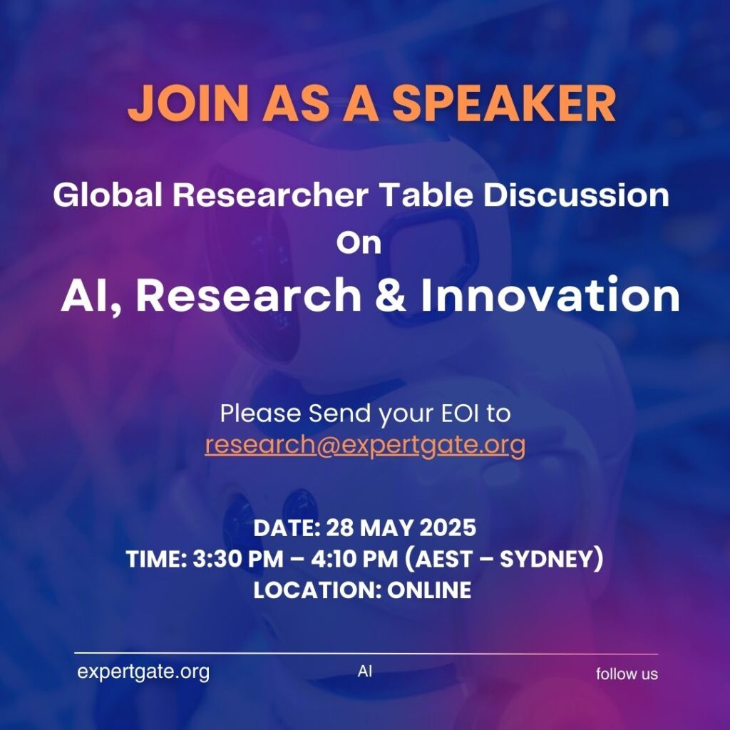 Expertgate table talk discussion banner, written title - AI, research and innovation